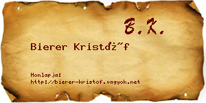 Bierer Kristóf névjegykártya